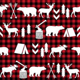 Reversible Beanie - Red Buffalo Plaid Woodlands