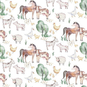 Reversible Beanie - Watercolour Farm Animals