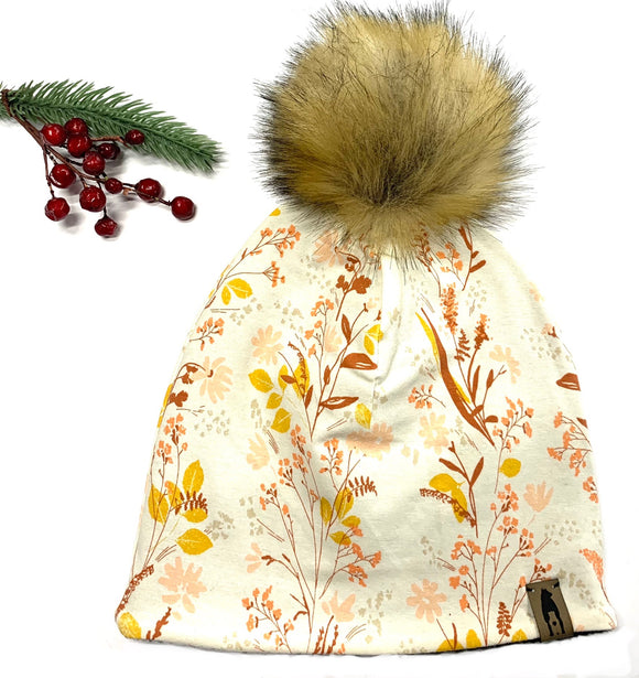 Fleece Lined Pompom Hat - Nature Walk Yellowstone