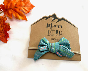 Oversized Bow with Nylon Band - Teal & Multi Colours