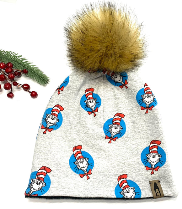 Fleece Lined Pompom Hat - Dr Seuss