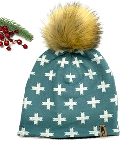 Fleece Lined Pompom Hat - Cross Pine