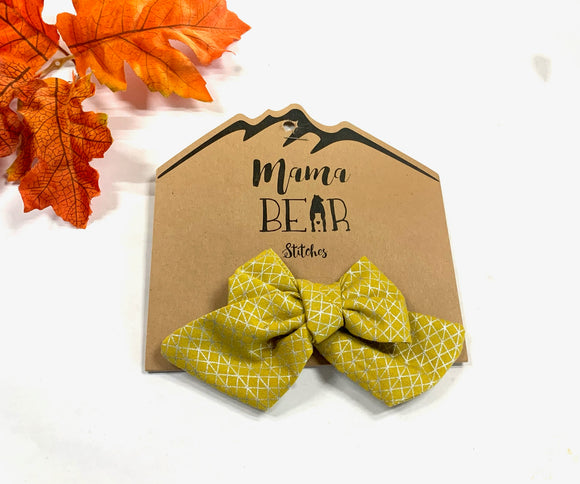 Oversized Bow with Clip - Yellow & Silver