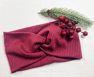 Twisted Headband - Ribbed Burgundy