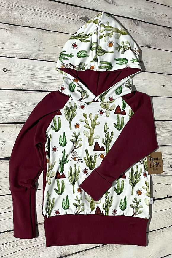 Grow-With-Me Hoodie - Cactus & Burgundy