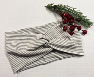 Twisted Headband - Thin Grey Striped