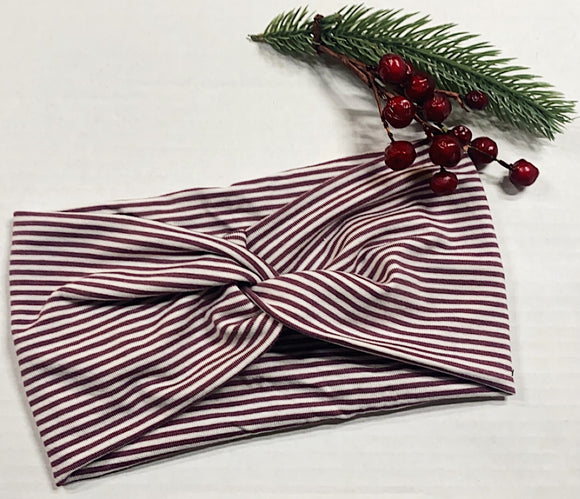 Twisted Headband - Thin Mauve Striped