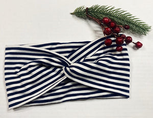 Twisted Headband - Navy Striped