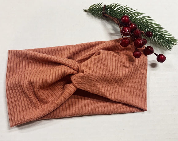 Twisted Headband - Ribbed Peach