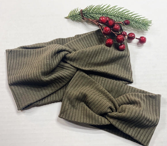 Twisted Headband - Ribbed Green