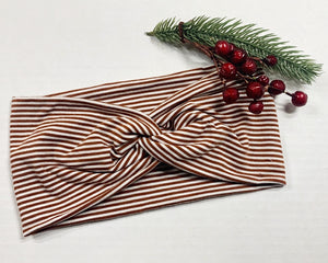 Twisted Headband - Thin Rust Striped