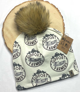 Fleece Lined Pompom Hat - Support Local Farmers