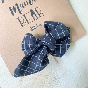 Oversized Bow with Clip - Black Pin Stripe