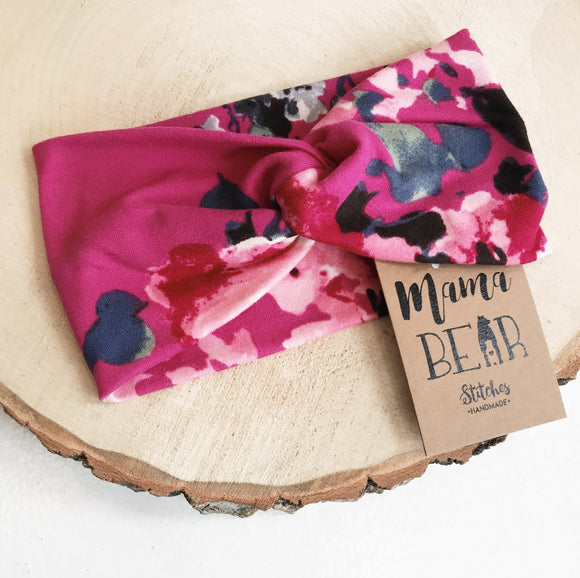 Twisted Headband - Fuchsia Floral