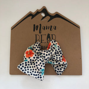 Oversized Bow with Clip - Dotted Floral