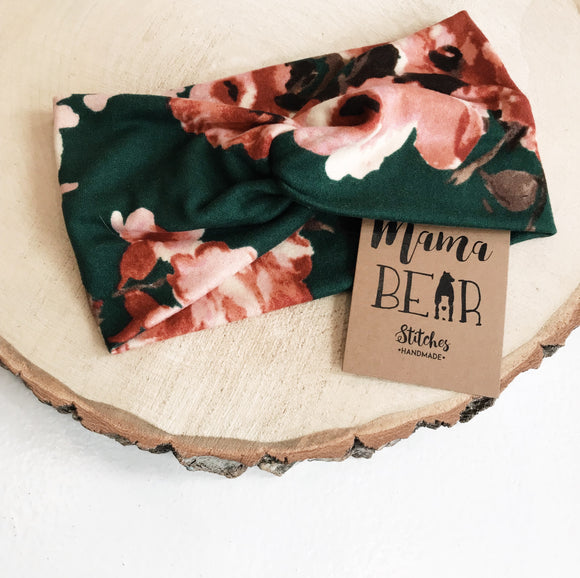 Twisted Headband - Green Floral