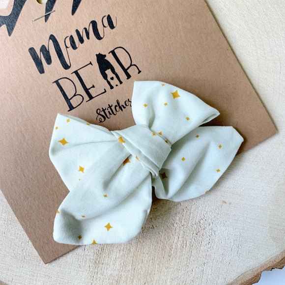 Oversized Bow with Clip - White & Gold