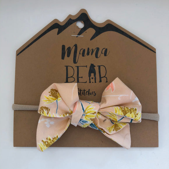 Oversized Bow with Nylon Band - Pink Sunflower