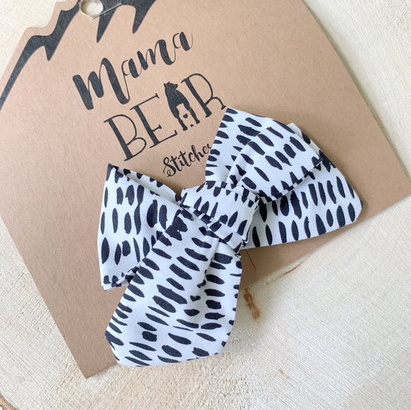 Oversized Bow with Clip - White & Black