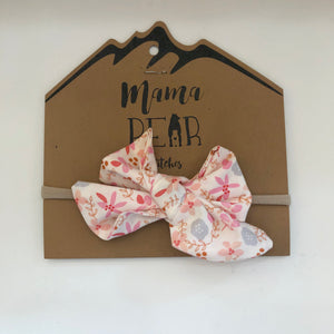 Oversized Bow with Nylon Band - Pink Floral