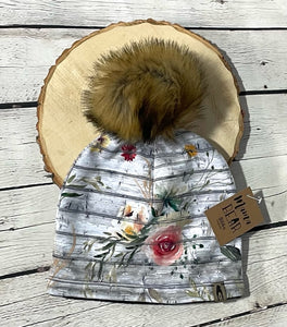 Fleece Lined Pompom Hat - Barnboard Floral