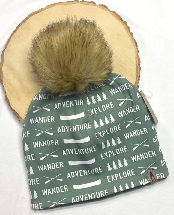 Fleece Lined Pompom Hat - Explore/Adventure