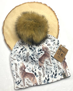 Fleece Lined Pompom Hat - Wolf & Foliage