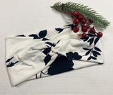 Twisted Headband - White with Black Floral